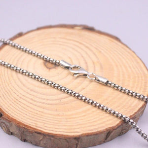 Real Silver 925 Necklace Men Popcorn Chain 2mmW Retro Silver Jewelry Chain 45cmL
