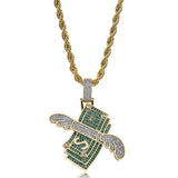 Men's Rhinestone Dollar Pendant Hip Hop Chain