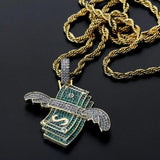 Men's Rhinestone Dollar Pendant Hip Hop Chain