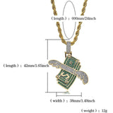 Men's Rhinestone Dollar Pendant Hip Hop Chain
