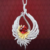 Fire Phoenix Necklace Ruby Jewelry Wedding Gift