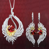 Fire Phoenix Necklace Ruby Jewelry Wedding Gift