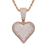 Hip Hop Rhinestone Men Necklace Heart Pendant Chain
