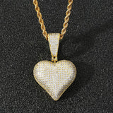 Hip Hop Rhinestone Men Necklace Heart Pendant Chain