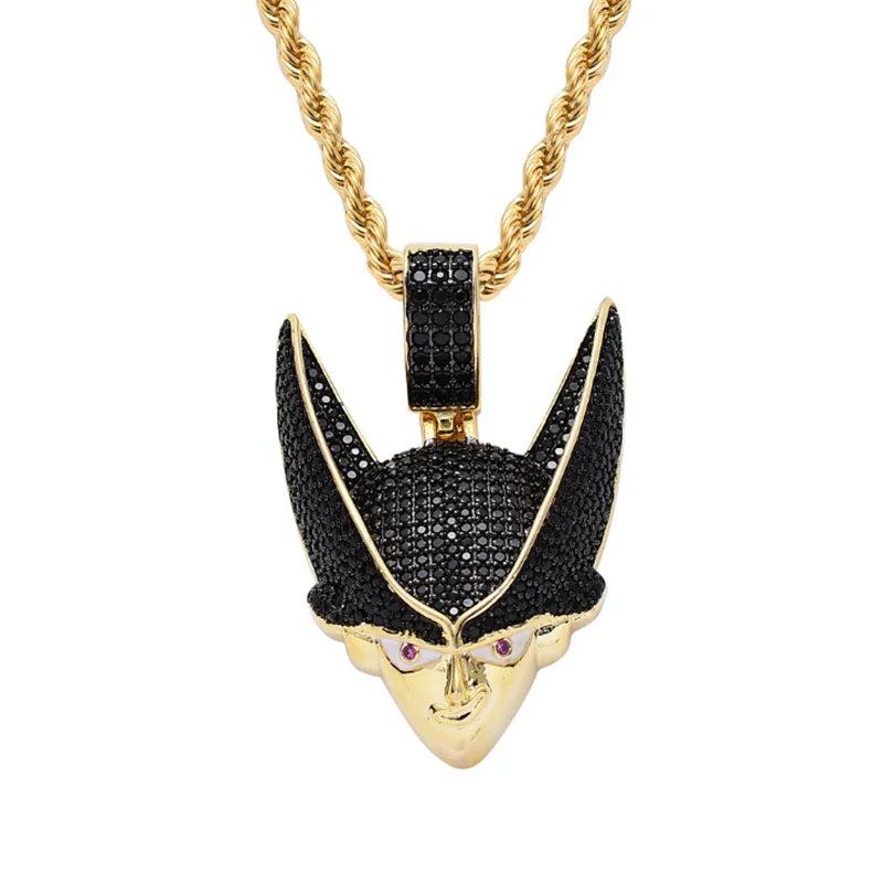 Cartoon Face Pendant Chain Rhinestone Men Necklace Hip Hop Jewelry