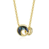 Moon & Circle Pendant Silver Necklace with Shellstone
