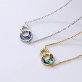 Moon & Circle Pendant Silver Necklace with Shellstone