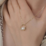 S925 Silver Necklace Round Beads Pendant Women Jewelry