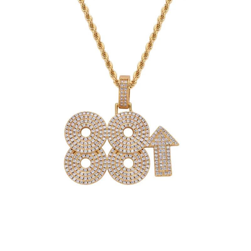 Hip Hop Numbers Pendant Men Necklace Ice Out Cubic Zirconia