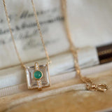 925 Silver Necklace Zircon Square Diamond Pendant Ladies Chain Jewelry