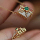 925 Silver Necklace Zircon Square Diamond Pendant Ladies Chain Jewelry