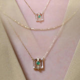 925 Silver Necklace Zircon Square Diamond Pendant Ladies Chain Jewelry