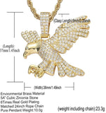Cubic Zircon Eagle Pendant Necklace Hip Hop Jewelry