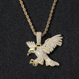 Cubic Zircon Eagle Pendant Necklace Hip Hop Jewelry