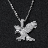 Cubic Zircon Eagle Pendant Necklace Hip Hop Jewelry