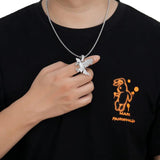 Cubic Zircon Eagle Pendant Necklace Hip Hop Jewelry