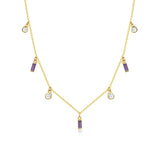 925 Silver Rectangle Zircon Necklace for Women