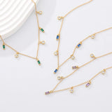 925 Silver Rectangle Zircon Necklace for Women