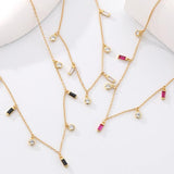 925 Silver Rectangle Zircon Necklace for Women