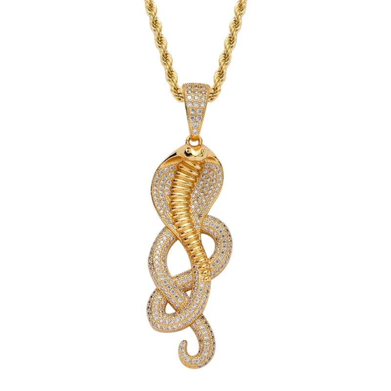Snake Pendant Rhinestone Necklace Hip Hop Ice Out Charm Chain Jewelry