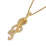 Snake Pendant Rhinestone Necklace Hip Hop Ice Out Charm Chain Jewelry