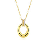 S925 Oval Circle Necklace Zircon Collar Chain Jewelry