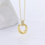 S925 Oval Circle Necklace Zircon Collar Chain Jewelry