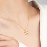 S925 Oval Circle Necklace Zircon Collar Chain Jewelry