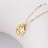 S925 Oval Circle Necklace Zircon Collar Chain Jewelry