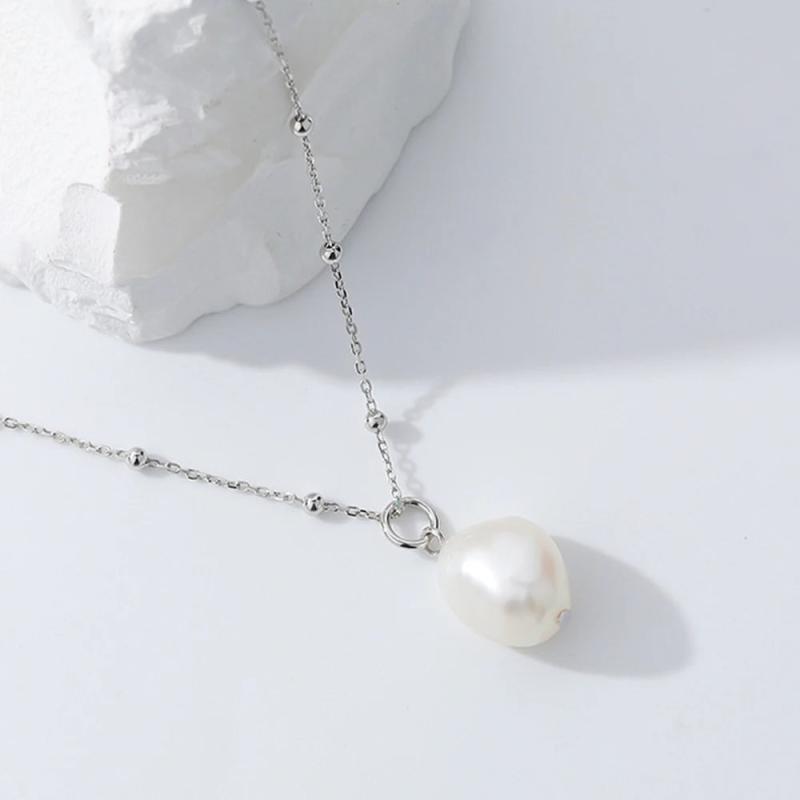 Baroque Pearl Necklace Sterling Silver Women's Collar Chain