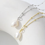 Baroque Pearl Necklace Sterling Silver Women's Collar Chain