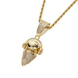 Rhinestone Men Necklace Ice Out Cubic Zircon Headphones Pendant