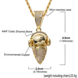 Rhinestone Men Necklace Ice Out Cubic Zircon Headphones Pendant