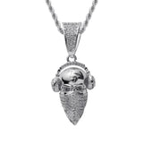 Rhinestone Men Necklace Ice Out Cubic Zircon Headphones Pendant
