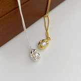 S925 Silver Pearl Necklace Women Irregular Pendants Jewelry Gift Party