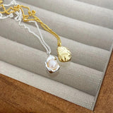 S925 Silver Pearl Necklace Women Irregular Pendants Jewelry Gift Party