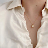 S925 Silver Pearl Necklace Women Irregular Pendants Jewelry Gift Party