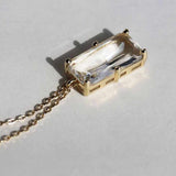 S925 Sterling Silver Rectangle Necklace Diamond Pendant
