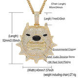 Rhinestone Men Necklace Ice Out Dog Pendant Hip Hop Charm Chain