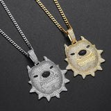 Rhinestone Men Necklace Ice Out Dog Pendant Hip Hop Charm Chain