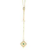 S925 Sterling Silver Emerald Tassel Necklace Women's Jewelry