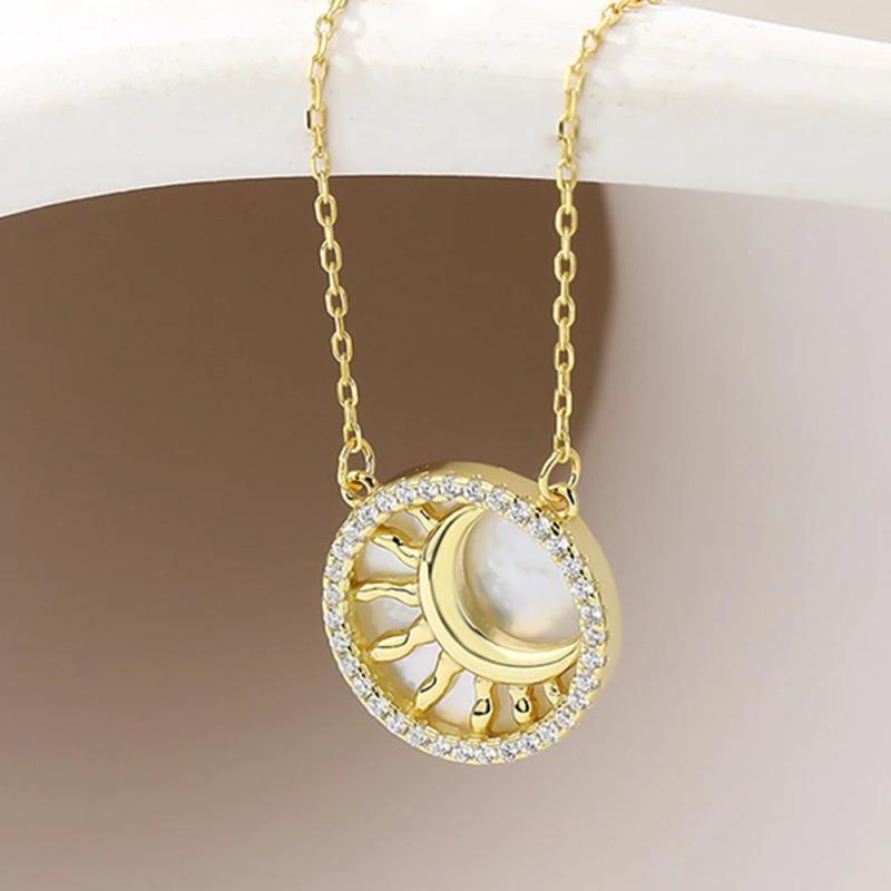 925 Silver Shell Moon Necklace for Women