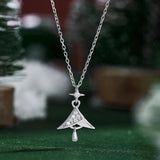 S925 Silver Christmas Tree Necklace with Zircon, Holiday Gift