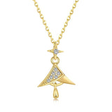 S925 Silver Christmas Tree Necklace with Zircon, Holiday Gift