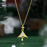 S925 Silver Christmas Tree Necklace with Zircon, Holiday Gift