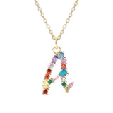 S925 Silver Alphabet Necklaces Rainbow Zircon Festive Wedding