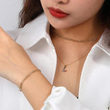 S925 Silver Alphabet Necklaces Rainbow Zircon Festive Wedding