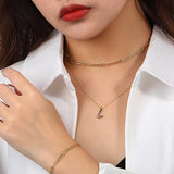 S925 Silver Alphabet Necklaces Rainbow Zircon Festive Wedding