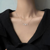 S925 Sterling Silver Rectangular Buckle Necklace for Women