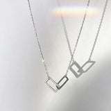 S925 Sterling Silver Rectangular Buckle Necklace for Women